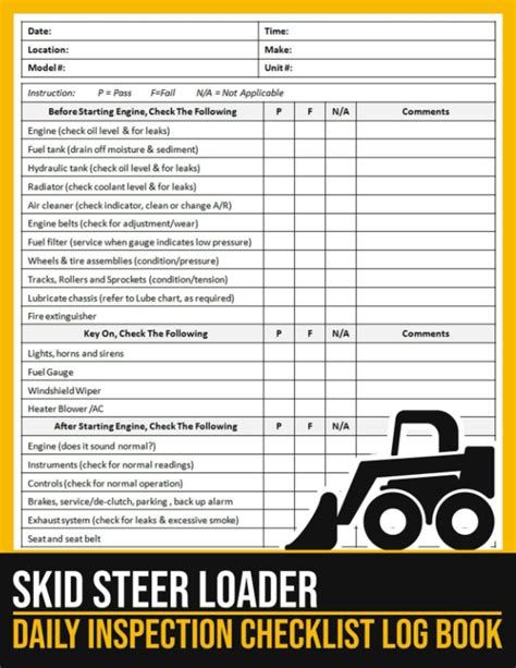 skid steer bobcat inspection checklist|skid steer checklist daily.